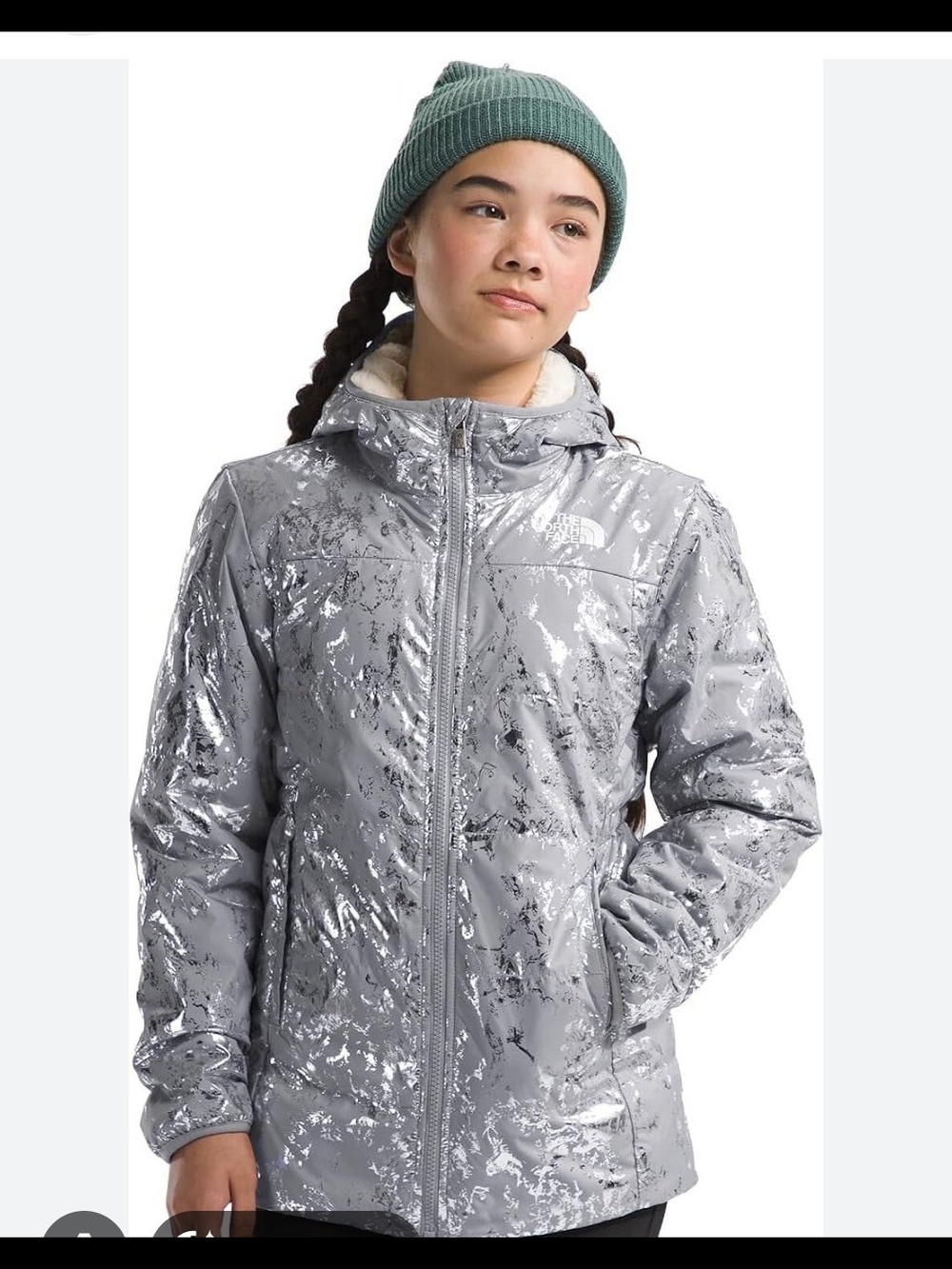 The North Face Girls' Silver Reversible  Reflective Insulated Jacket